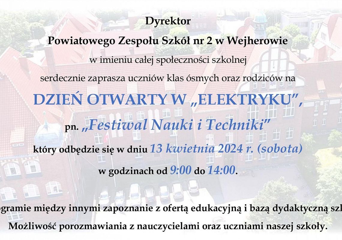 Zaproszenie na Dzień Otwarty w "Wejherowskim Elektryku"