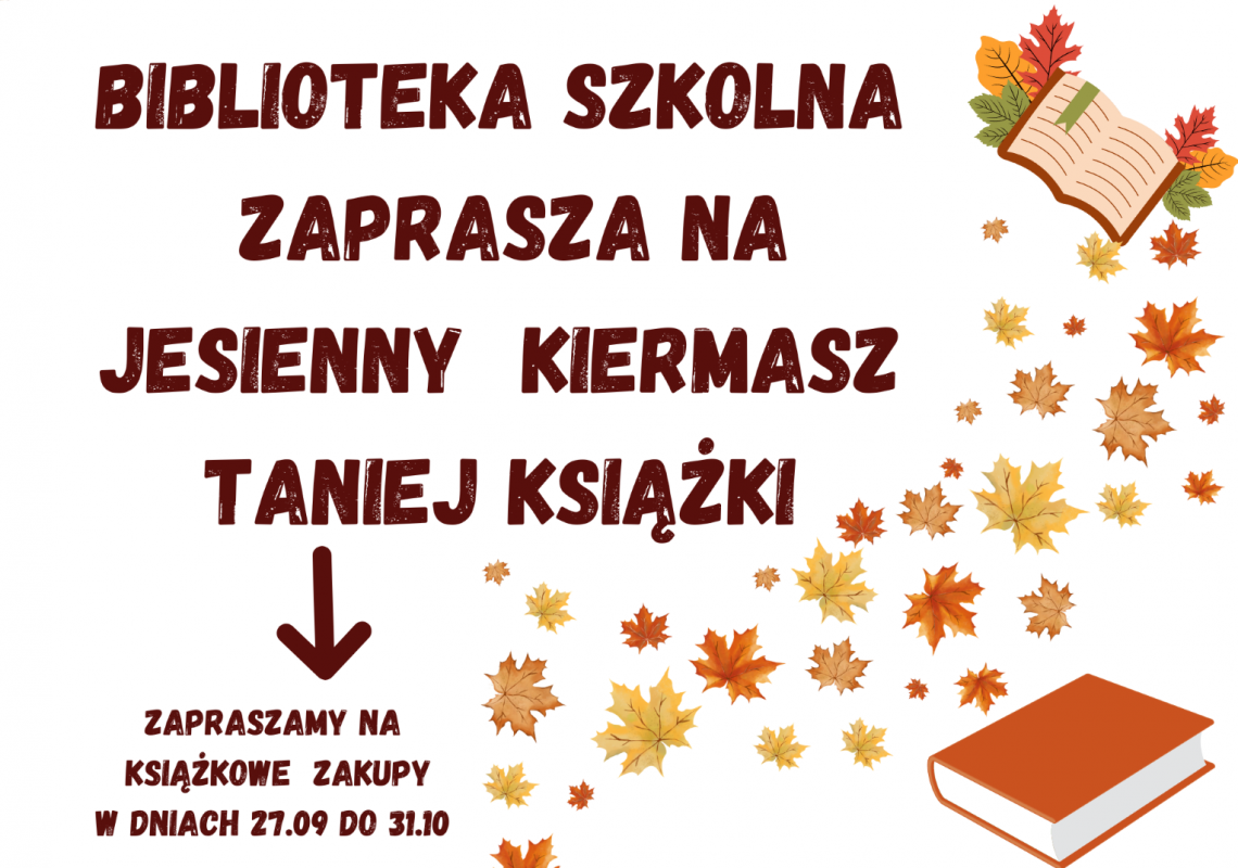 Biblioteka szkolna zaprasza na kiermasz książki