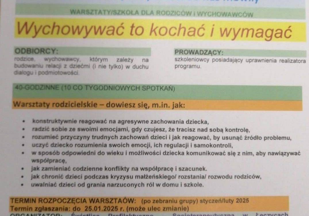 Warsztaty rodzicielskie