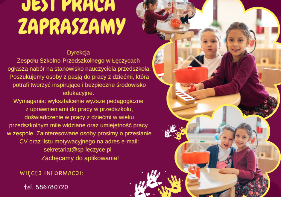 Praca dla nauczyciela przedszkola