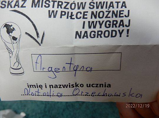 Finał Mundialu i zabawy bibliotecznej "Wskaż Mistrzów Świata w Piłce Nożnej".