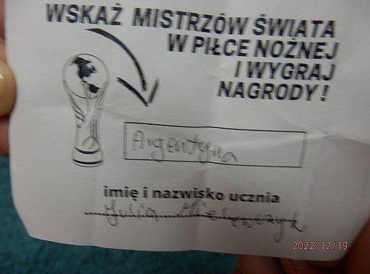 Finał Mundialu i zabawy bibliotecznej "Wskaż Mistrzów Świata w Piłce Nożnej".