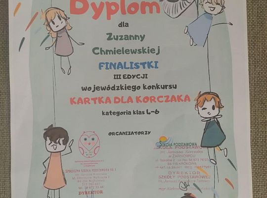 Dziś w Szkole Podstawowej im. Janusza Korczaka w Żarnowcu odbył się finał wojewódzkiego konkursu "Kartka dla Korczaka". 