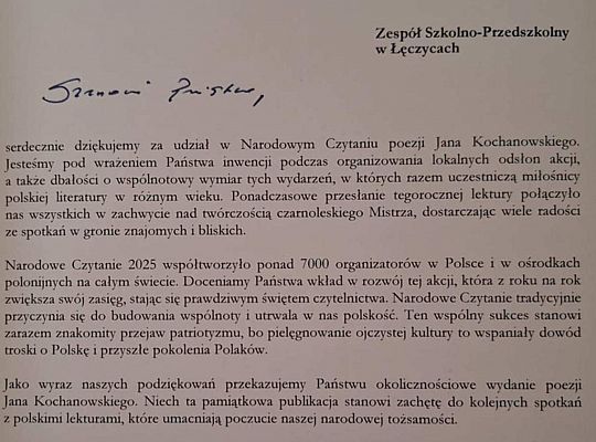 Podziękowanie od Pary Prezydenckiej