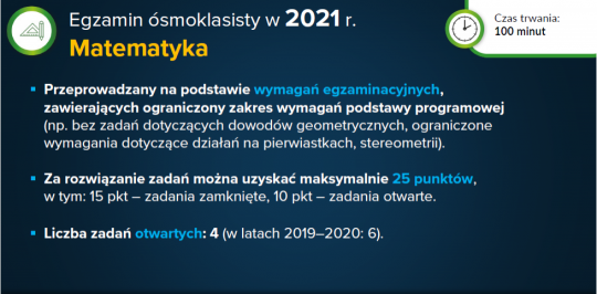 Zmiany na egzaminie ósmoklasisty w 2021 r.