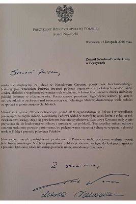 Podziękowanie od Pary Prezydenckiej